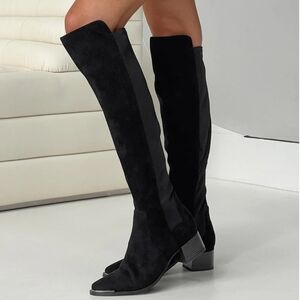 Princess Polly Bear Over The Knee Boots Womens 7 Black